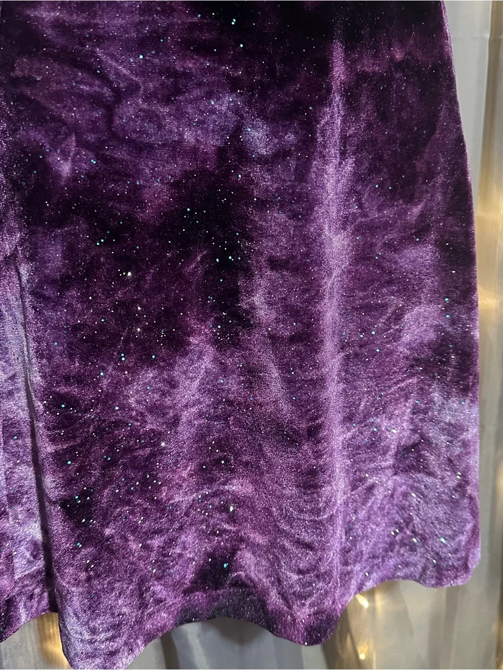 Justice velvet/velour sparkly glitter purple A-line mini dress Sz XL 16-18 youth